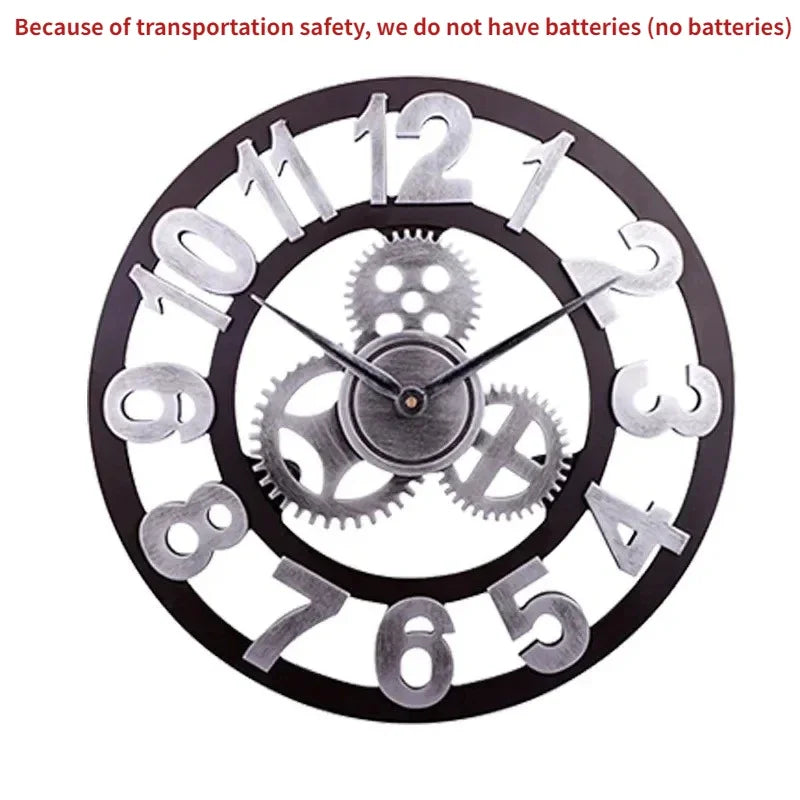 1 Pcs 30/35/40CM Metal Gear Wall Clocks Moving Gear Clock Rustic Gear Wall Clock Industrial Decor Clock for House Warming Gifts