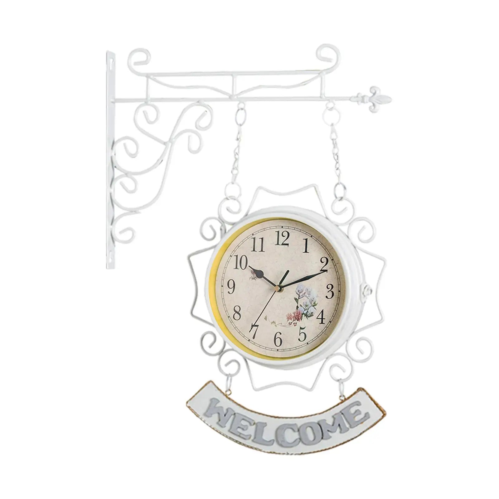 Vintage Double Sided Wall Clock Quiet Hanging Clock Iron Creative Classic Round Double Faced for Home Study Bedroom Decor